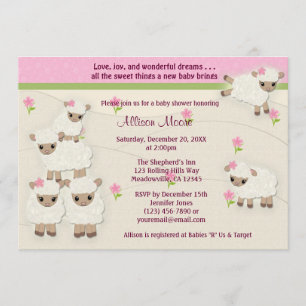 Sweets Dreams LAMB Baby shower invitation fille SD