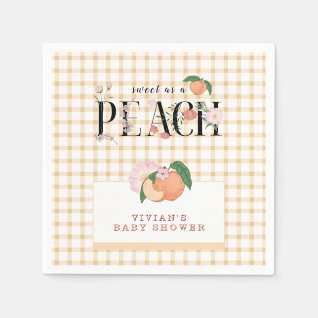 Sweety Little Peach & Floral Baby Dusche Serviette (Vorderseite)