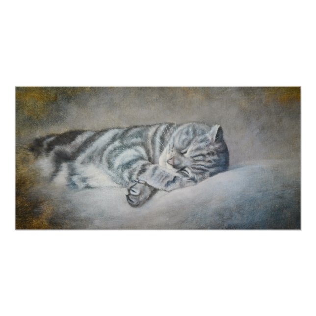 Sweety Sleeping Cat - Ölgemälde von Lukian Poster (Vorderseite)