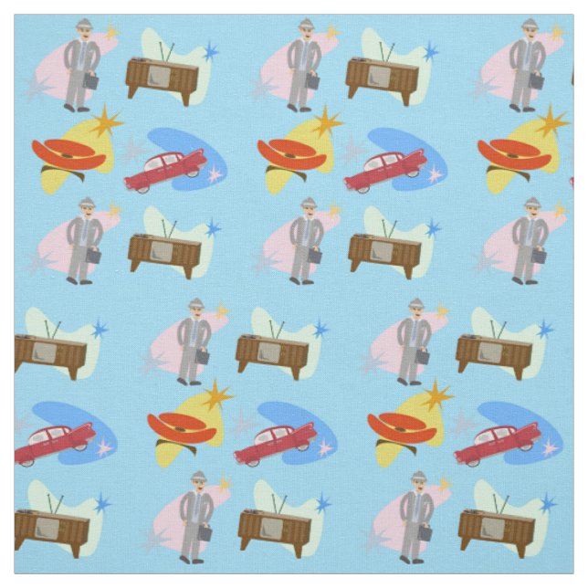 Swellsville Retro Swanky Sixties Cartoon Pattern Stoff (Muster)