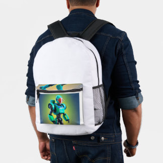 "Swift Servo: Odyssey für die Roboterlieferung" Bedruckter Rucksack