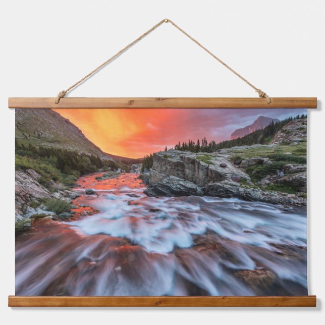 Swiftaktuelle Fälle | Glacier Nationalpark Montana Wandteppich Mit Holzrahmen (Vorne)
