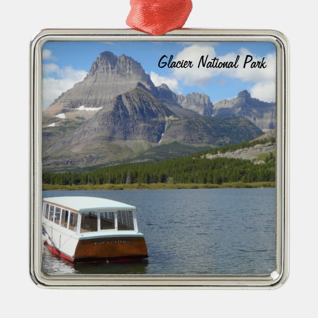 Swiftcurrent See - Glacier Nationalpark Silbernes Ornament (Vorne)