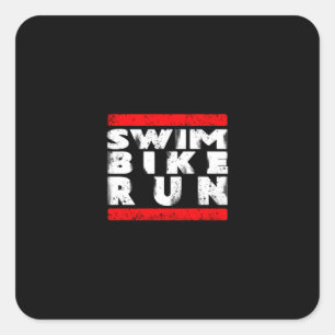 SWIM BIKE RUN   QUADRATISCHER AUFKLEBER