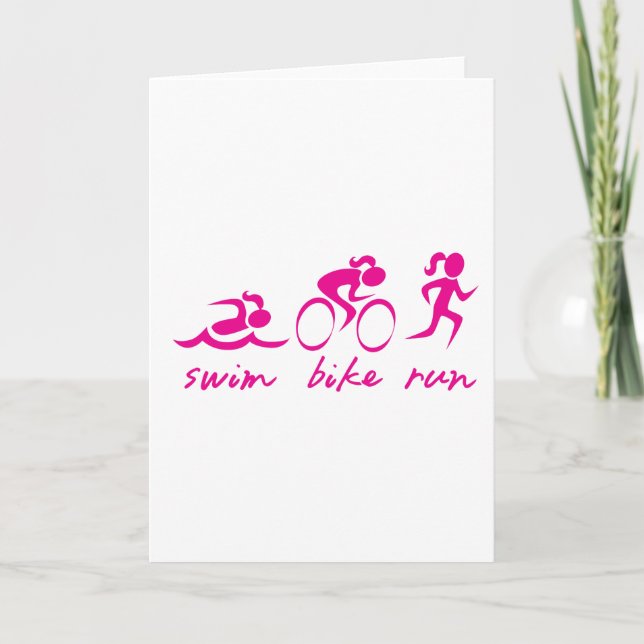 Swim Bike Run Tri Girl Karte (Vorderseite)