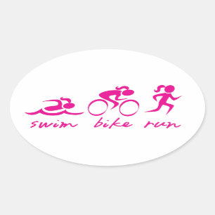 Swim Bike Run Tri Girl Ovaler Aufkleber