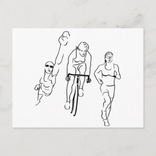 Swim Bike Run Triathlon Frau Postkarte