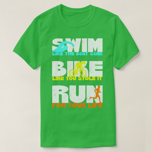 Swim Bike Run Triathlon Grunge 3 T-Shirt (Design vorne)