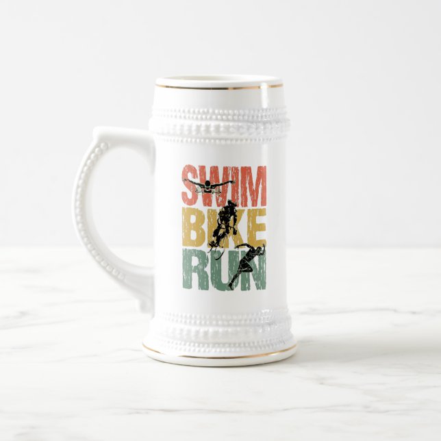 Swim Bike Run - Vintager Triathlon Bierglas (Links)