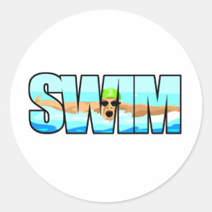Swim Butterfly Runder Aufkleber
