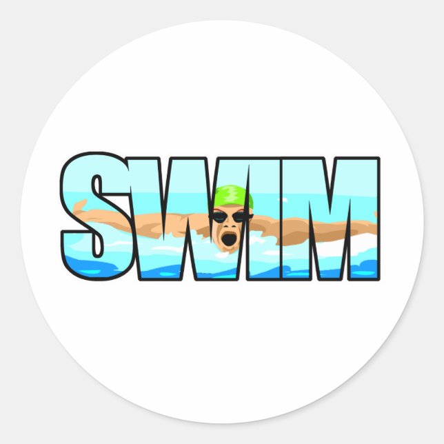 Swim Butterfly Runder Aufkleber (Vorderseite)