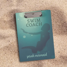 Swim Coach Aquamarin Modern Mermaid Clipboard