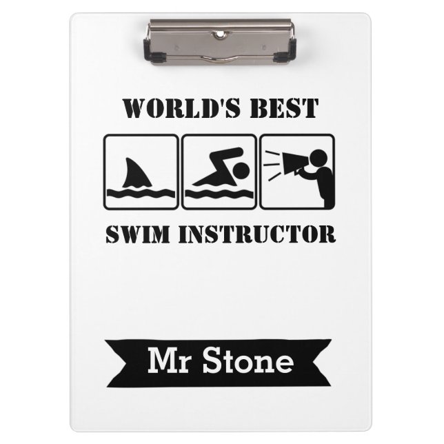 Swim Coach Personalisiert Teacher Kletterbretter F Klemmbrett (Vorderseite)