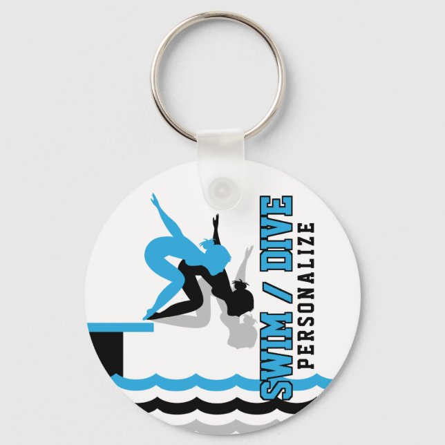 Swim Dive Team - Baby Blueand Black Schlüsselanhänger (Vorderseite)