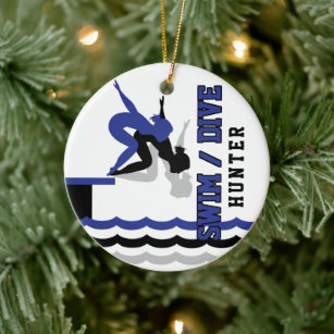 Swim Dive Team - Dunkelblau und schwarz Keramik Ornament