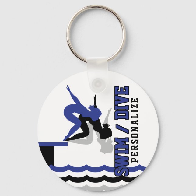 Swim Dive Team - Dunkelblau und schwarz Schlüsselanhänger (Vorderseite)