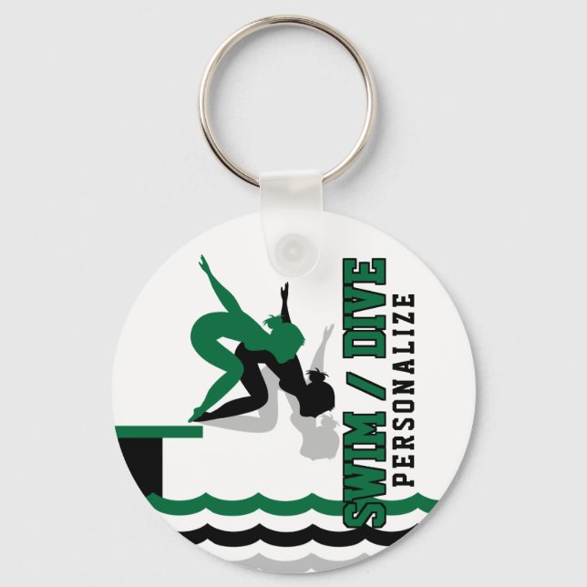 Swim Dive Team - Grün und Schwarz Schlüsselanhänger (Vorderseite)