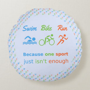 Swim-Fahrrad laufen gemusterten Triathlon Rundes Kissen