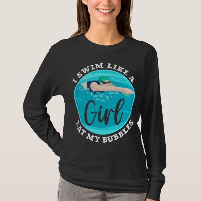 Swim Girl Swimming Team Spaß T-Shirt (Vorderseite)