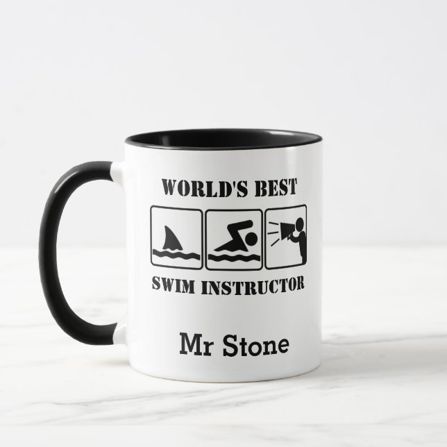 Swim Instructor Coach Funny Shark Tasse (Links)