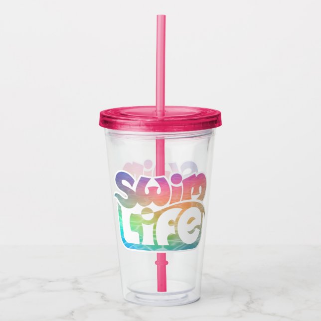 "Swim Life" Einhorn Bathwater Farbe Acryltrinkbecher (Vorderseite)