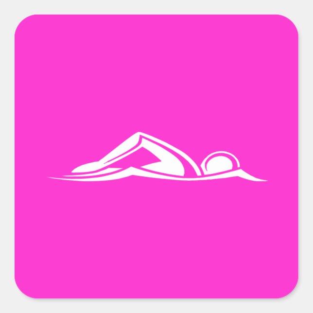 Swim Logo-Aufkleber Rosa Quadratischer Aufkleber (Vorderseite)