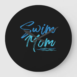 Swim Mom Swimming Funny Cute Gift Große Wanduhr