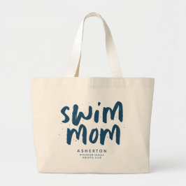 Swim Mom trendy blue type persalized bag Jumbo Stoffbeutel