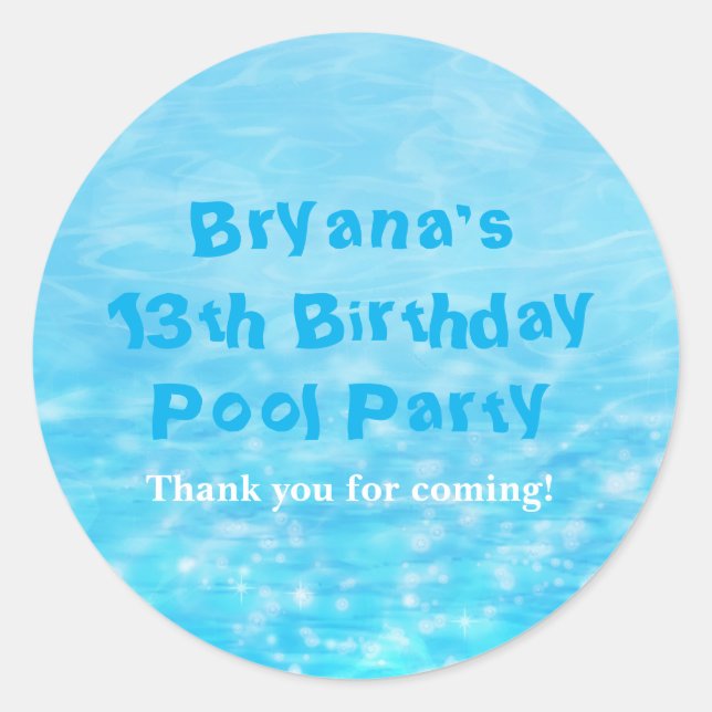 Swim Pool Party Summer Beach Gefallen Stickers (Vorderseite)