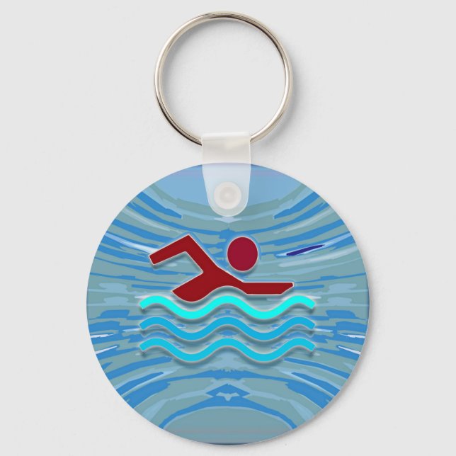 SWIM Swimmer Liebe Herz Rosa Schwimmbad NVN695 FUN Schlüsselanhänger (Vorderseite)