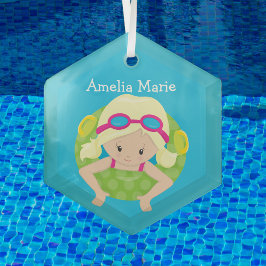 Swim Team Blonde Girl Niedliche Weihnachten Ornament Aus Glas