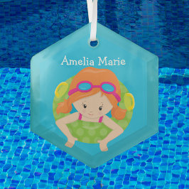 Swim Team Redhead Girl Niedliches Personalisiertes Ornament Aus Glas