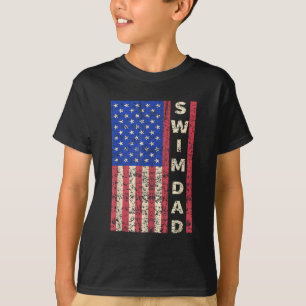 Swim Vater American Flag Schwimmer Vatertag Gesche T-Shirt