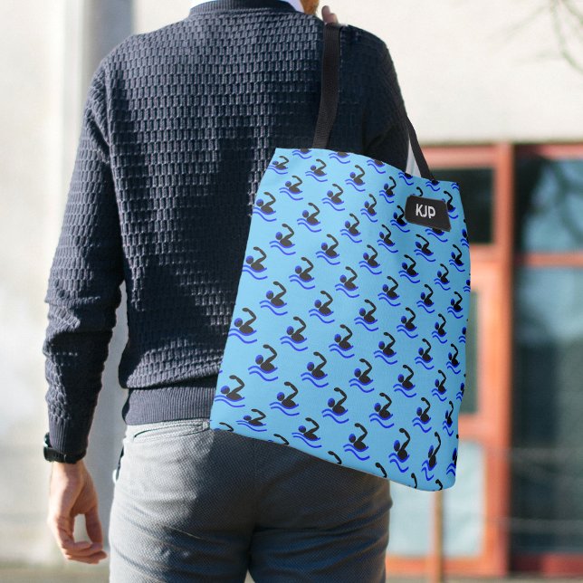 Swimmer Front Crawl Logo, Ihre Initialen oder Name Tasche (Von Creator hochgeladen)