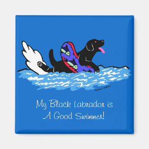 Swimmig schwarzer Labrador Cartoon Magnet