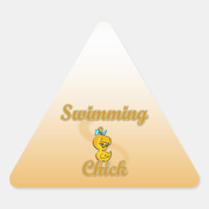 Swimming Chick Dreieckiger Aufkleber