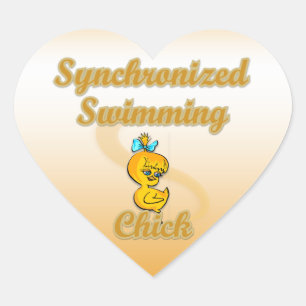 Swimming Chick Herz-Aufkleber