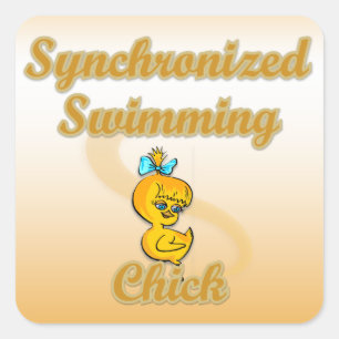 Swimming Chick Quadratischer Aufkleber