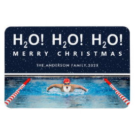 swimming christmas holiday card magnet