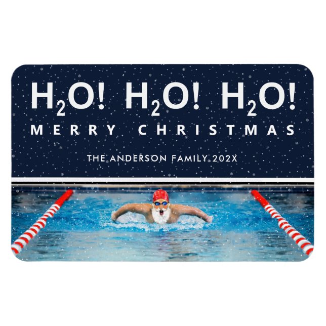 swimming christmas holiday card magnet (Horizontal)