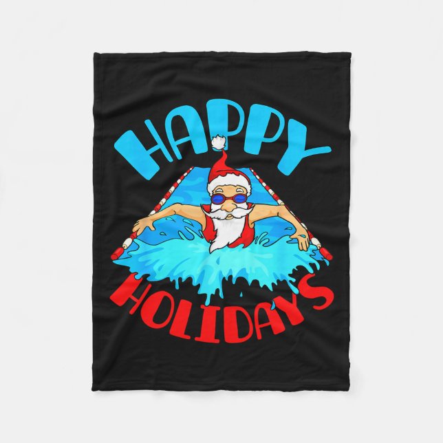 Swimming Christmas Santa  Fleecedecke (Vorderseite)