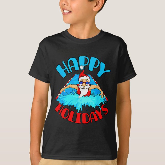 Swimming Christmas Santa  T-Shirt (Vorderseite)