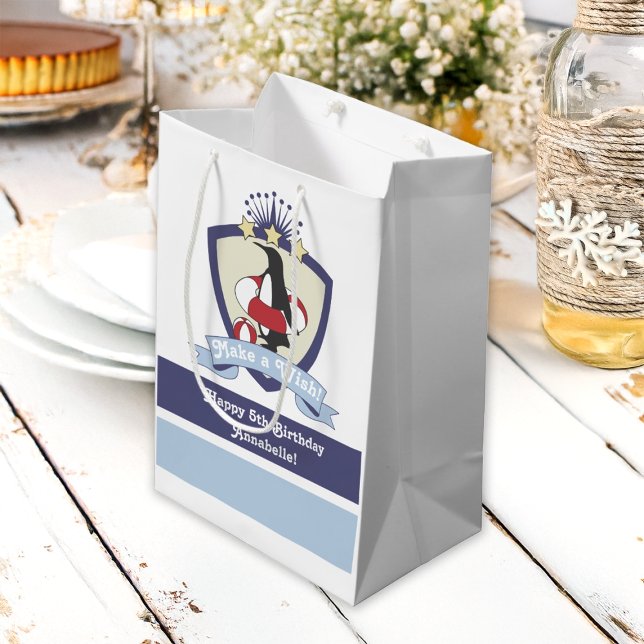 Swimming Club Wappen Niedlich Pinguin Kindergeburt Mittlere Geschenktüte (Von Creator hochgeladen)