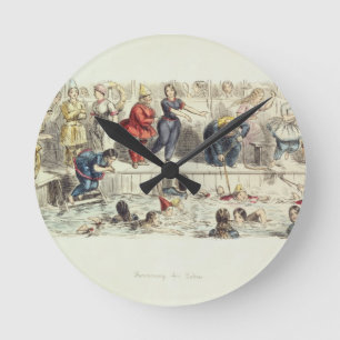 Swimming for Ladies, 1844 (litho) Runde Wanduhr