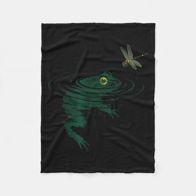 Swimming Frog,dragonfly Frog, Funny Animal Graphic Fleecedecke (Vorderseite)