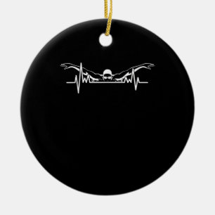Swimming Heartbeat Swim Team  Swimmer Women Girls Keramik Ornament