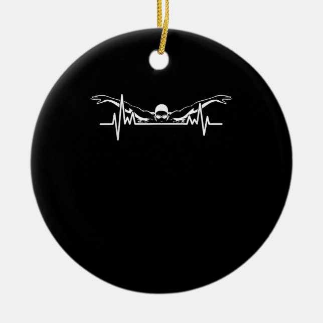 Swimming Heartbeat Swim Team  Swimmer Women Girls Keramik Ornament (Vorne)