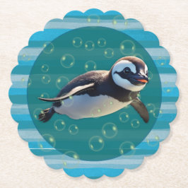 Swimming Penguin Paper Coasters Untersetzer