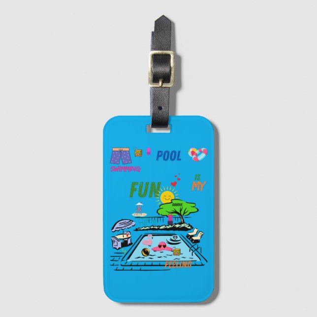 Swimming Pool Fun Gepäckanhänger (Vorderseite Vertikal)