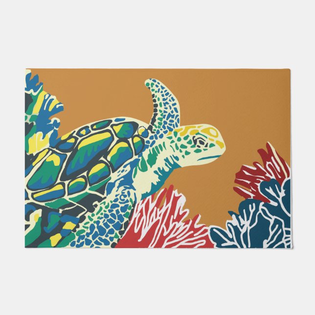 Swimming Sea Turtle Summer Doormat, Neues Zuhause  Fußmatte (Vorderseite)